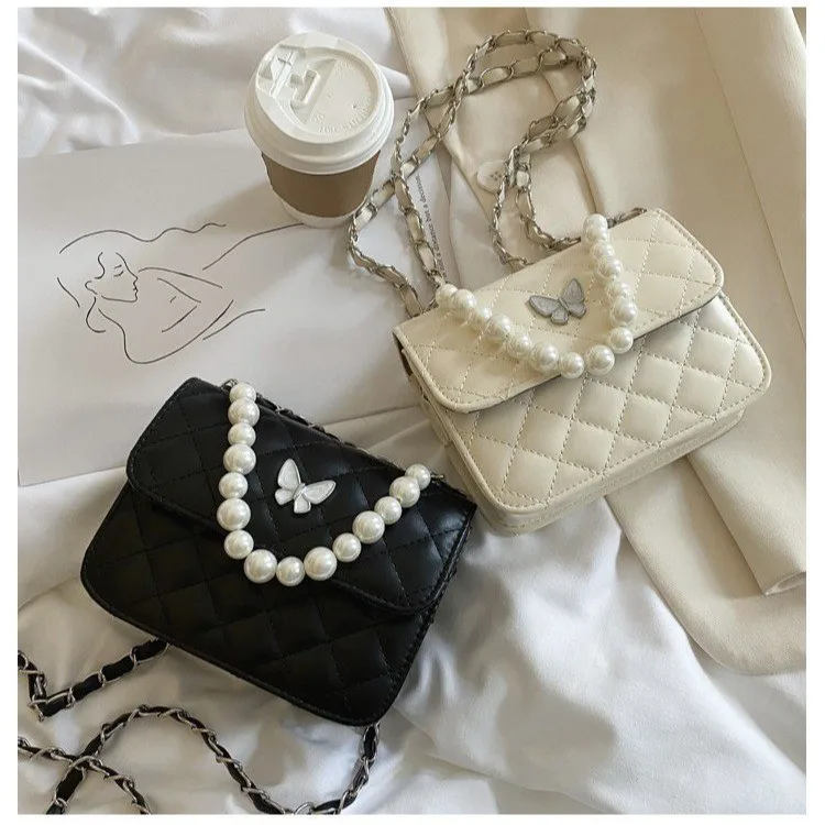 

Amazon hot sale embroidery thread shoulder bag leather pearl chain woman bag cheap woman messenger bag