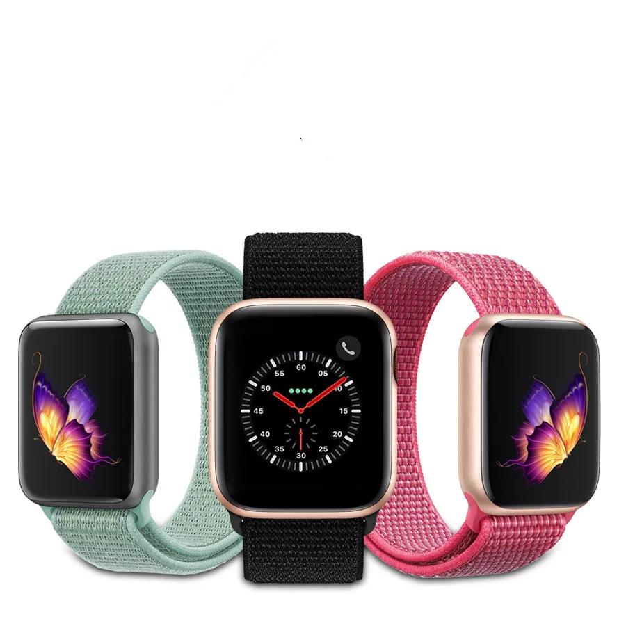 

braided strap for apple watch band 44 40 42 38mm smartwatch wristband belt sport nylon bracelet iWatch series 4 5 6 se band, Colorful