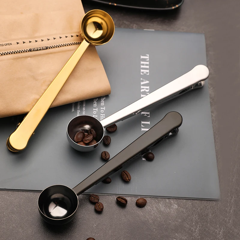 

INS Nordic style electroplated stainless steel food seal clip coffee seal clip milk powder tea spoon, Silver,gold,black