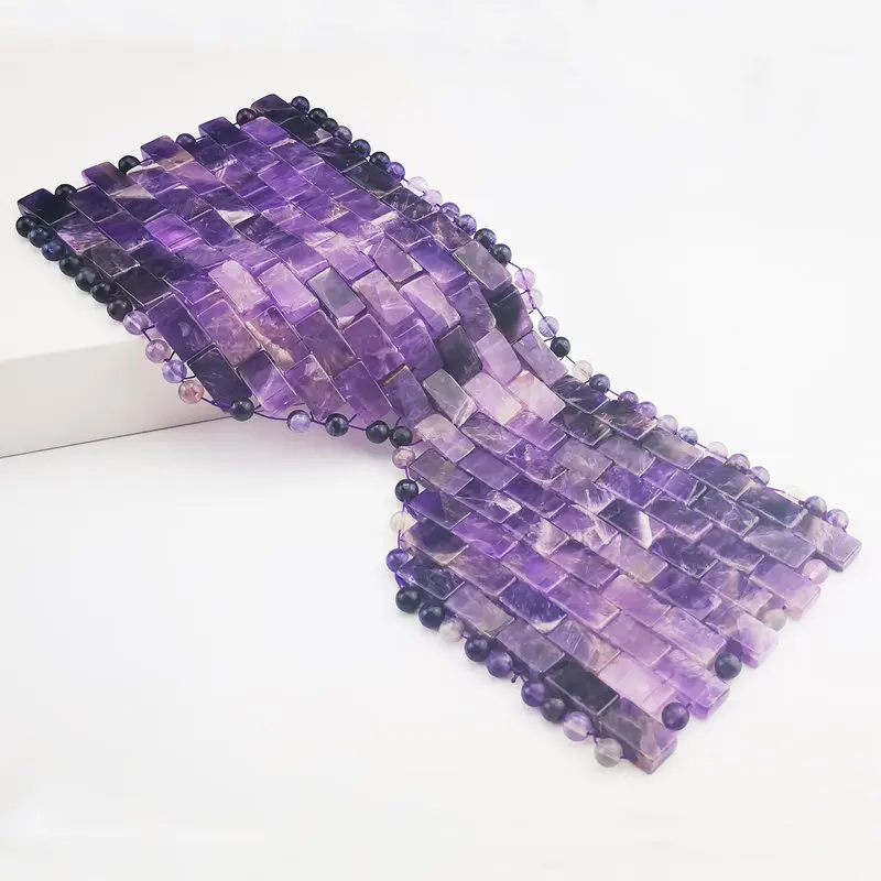 

Wholesale Natural Crystal Rose quartz Amethyst Jade Stone Eye Mask With Box, Pink