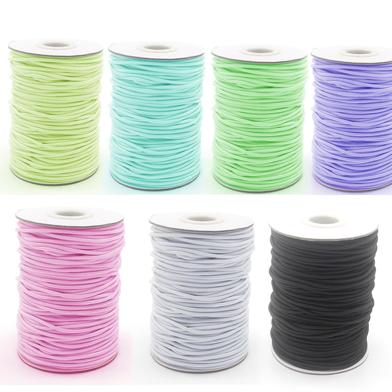 

1mm 1.5mm 2mm 2.5mm 3mm Colorful round polyester elastic rope cord braided elastic cords webbing band, Accept customized