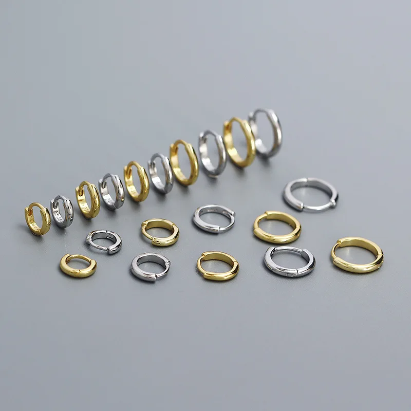 Wholesale Fashion Jewelry 925 Sterling Silver Simple Round Hoop Earring Gold Plated Huggie Hoop Earrings Women