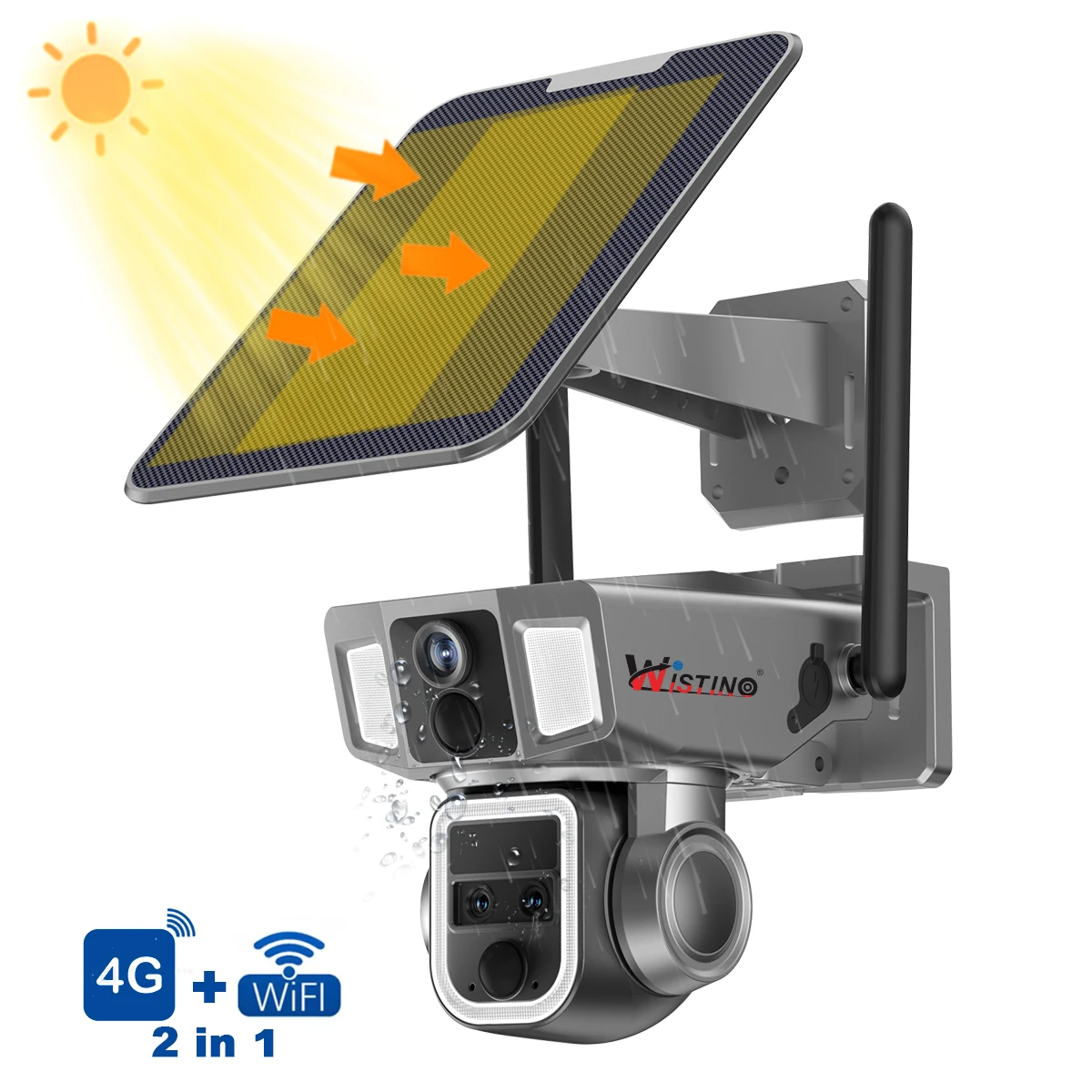 

Wistino 2K Solar Wireless 4G cctv Camera Outdoor Motion Detection 360 Dual Lens Audio Night Vision Solar Wifi Camera 4G Sim Card