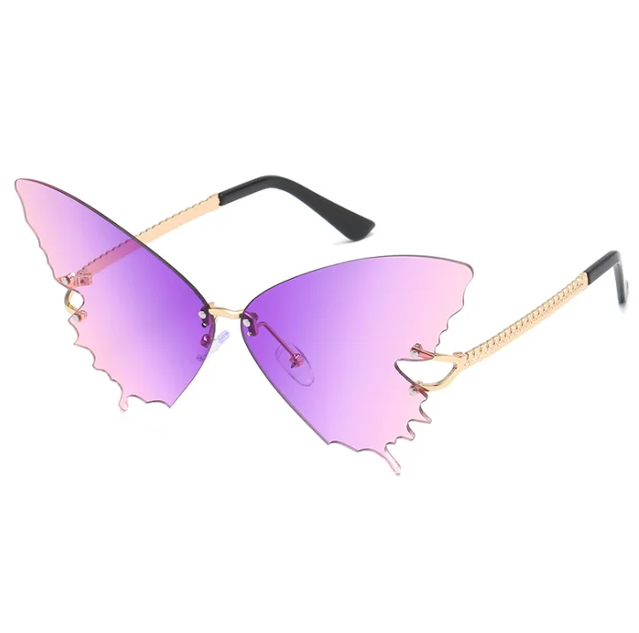 

Wiipu luxury Unique Rimless Oversized Butterfly Cat Eye Sunglasses For Women New Fashion Brand Gradient Sun Glasses Big Frame