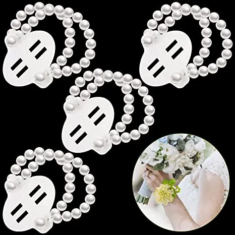 

Fashion Pearl Wedding Wristband Elastic Pearl Wrist Corsage Bands Wristlets for Wedding Party
