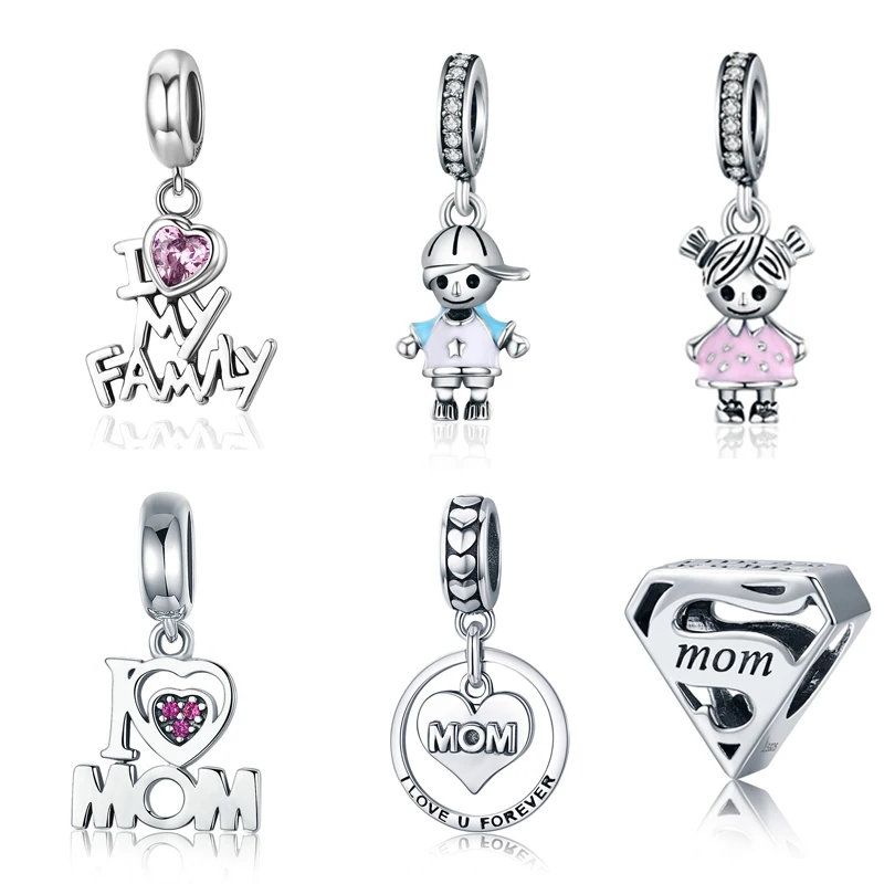 

Manufacturing Price Wholesale Jewelry Qings 925 Sterling Silver Super Mom Charm For Mother