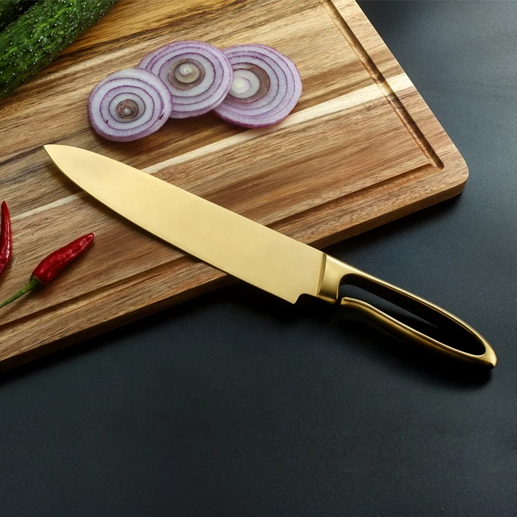 

Custom gold 8inch chef knife stainless steel knife for kitchen
