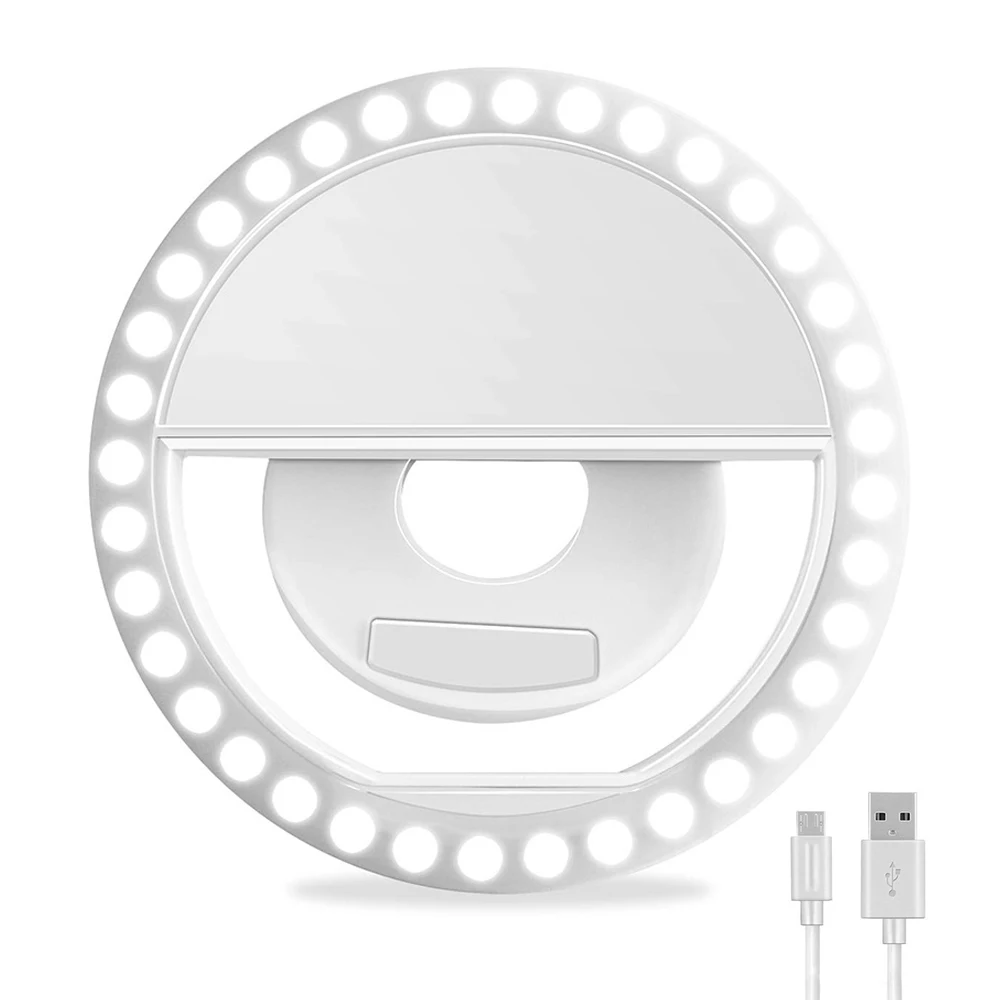 

RK12 rechargeable beauty selfie tool customized LOGO rechargeable mini LED selfie mobile phone ring light