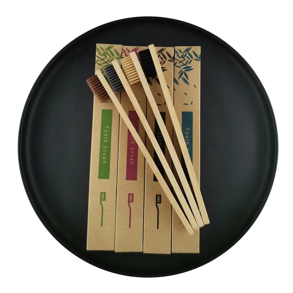 Wholesale custom logo eco friendly natural bristle charcoal bamboo organic toothbrush biodegradable