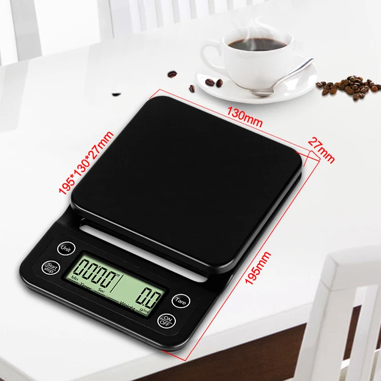 

70% Off Full ABS Plastic 3Kg01G 5Kg05G Drip Kitchen Coffee Weighing Scale With Timer, Customized color