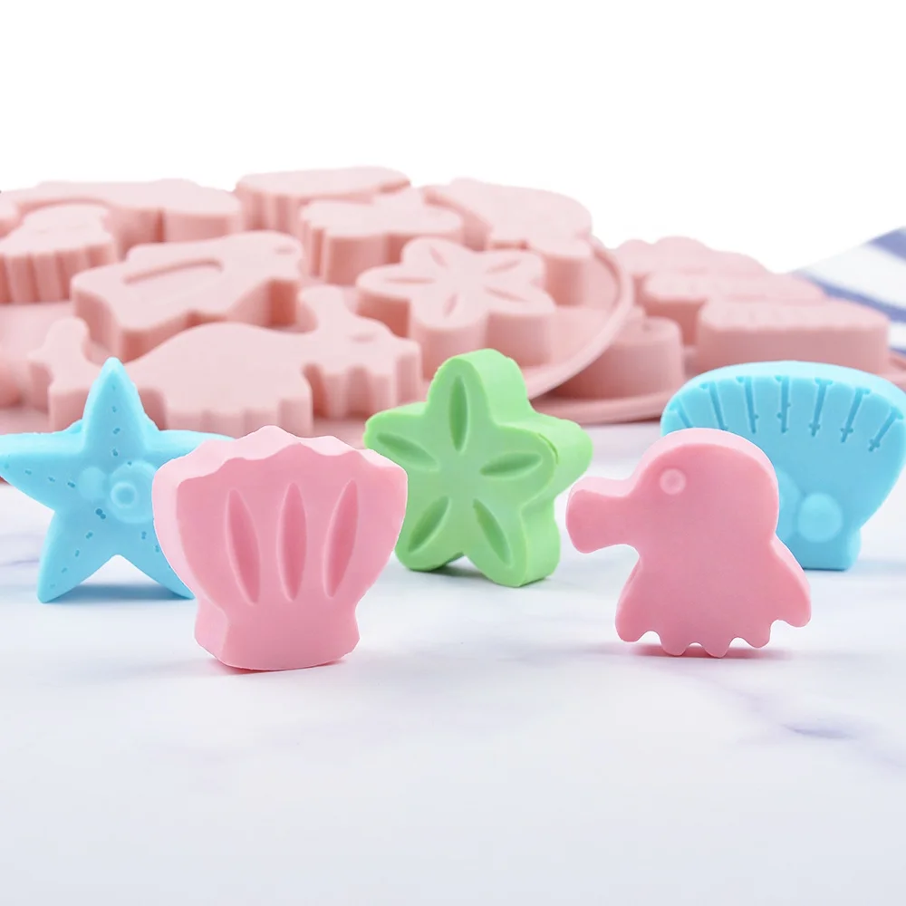 

FUNBAKY JSC3401 Marine style candy mold starfish shell fish shape chocolate silicone mold crystal drop of glue making kits, Customized color