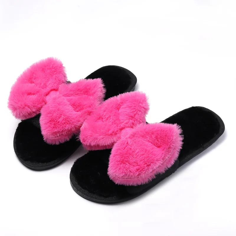 

Bow Knot Woman Chappal Slides women's designer bowtie flip flops furry slippers furry fluffy bed slippers