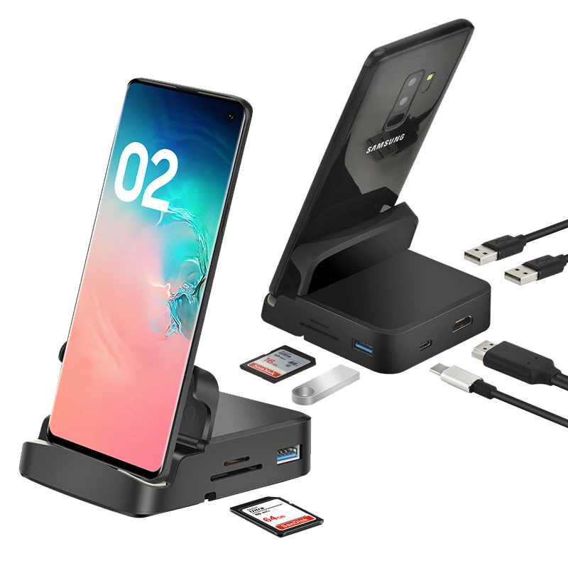 

8 in 1 USB-C Docking Station & Stand For mobile phone and tablet featuring the Type-C interface, Black