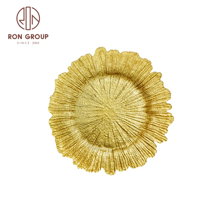 

factory supply custom wedding tableware decoration round gold charger golden plates, Gold,silver
