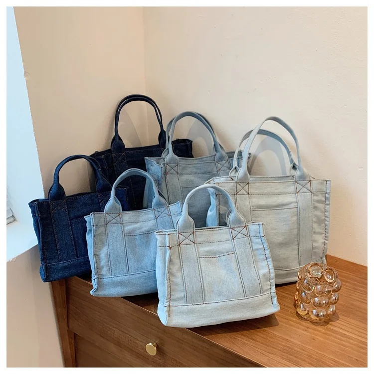 

L and S Classic Fashion Denim Tote Bag Messenger Crossbody Handbags In Bulk