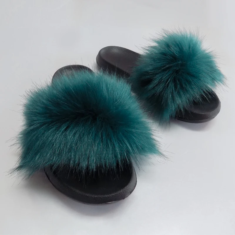 

New women Fashion soft fluffy loafers slide sandals hot sale girl comfortable fur slippers, 18colors