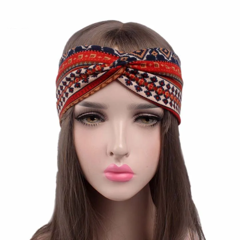

Bohemian Pattern Print Twist Style Headband for Women Salon Ladies Hair Accessories Make Up Hair Wrap Headbands