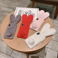 

Winter diamond plush rabbit animal cell phone case cover for iphone