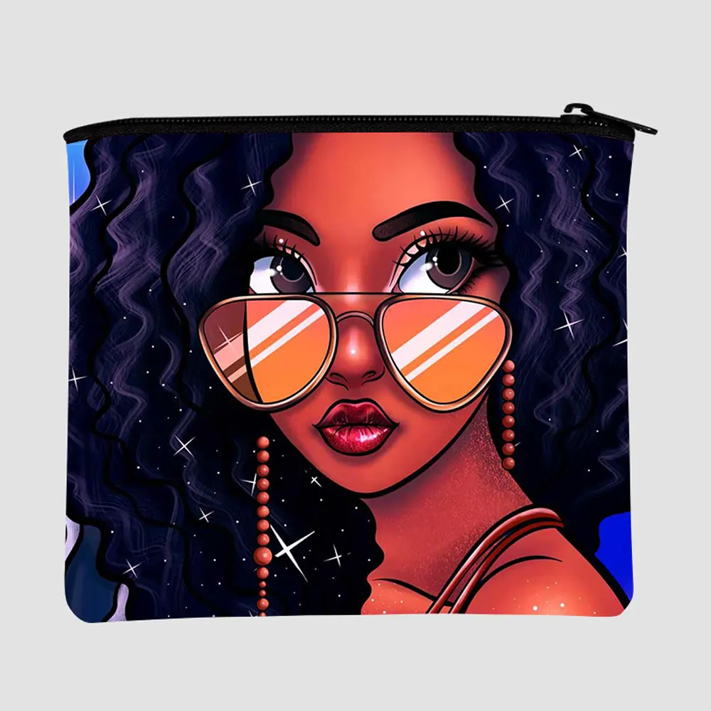 

2021 custom cosmetic cases wallet makeup bag Black Art African Girl purse waterproof wholesale fashion for ladies men tote bags
