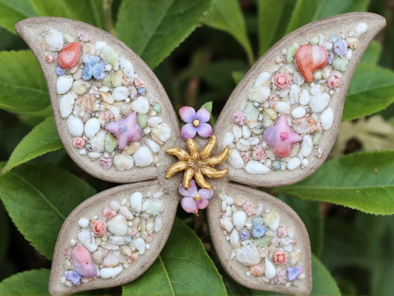 Finished fairy wings with embedded seashells and floral accents