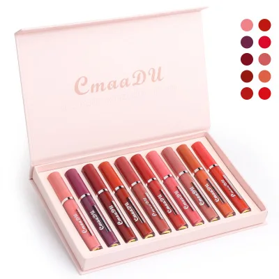 

CmaaDU 10 sticks/box lip gloss non-stick cup lasting waterproof and non-fading matte lipstick