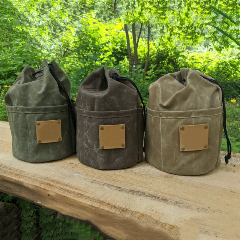 

Handmade Waxed Canvas Bushcraft Bag Portable Outdoor Foraging Bag Durable Camping Canvas Bag, Customized