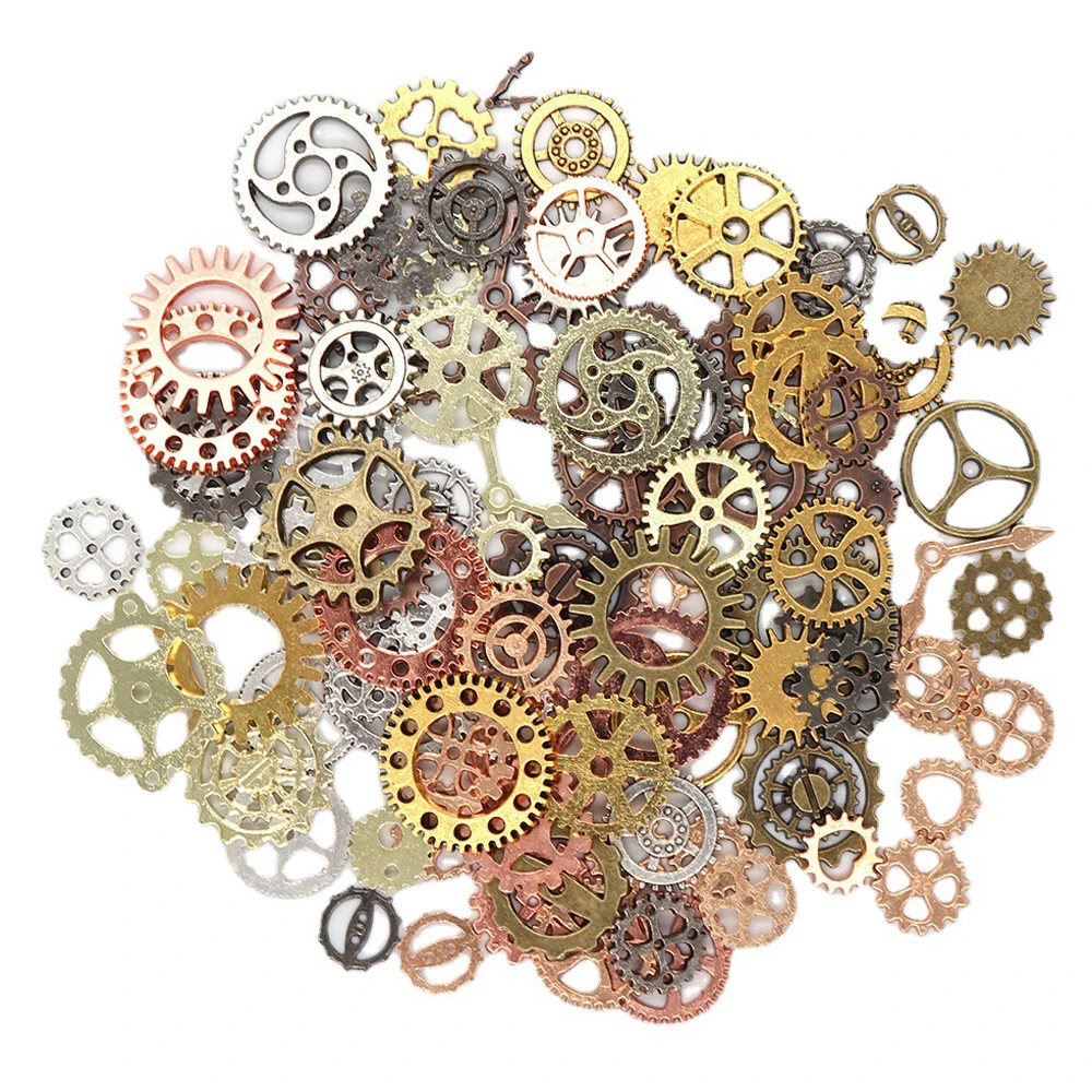 

Steampunk Watch Hand Gear Charms Ancient Gold Silver Bronze Color Metal Beads for Diy Decorations, Metallic color
