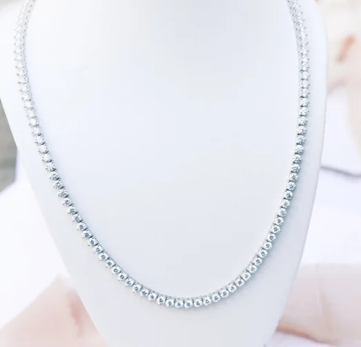 

Prong Tennis White CZ Women Handmade Icy Hiphop Necklace in 925 Sterling Silver