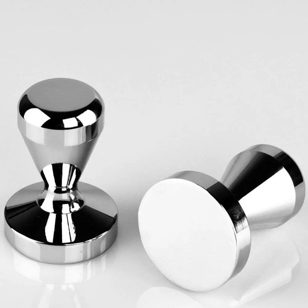 

Hot Sale 49/51/54/58mm 304 Stainless Steel Custom Calibrated Barista Tool Hand Pressure Push Base Coffee Espresso Tamper, Sliver