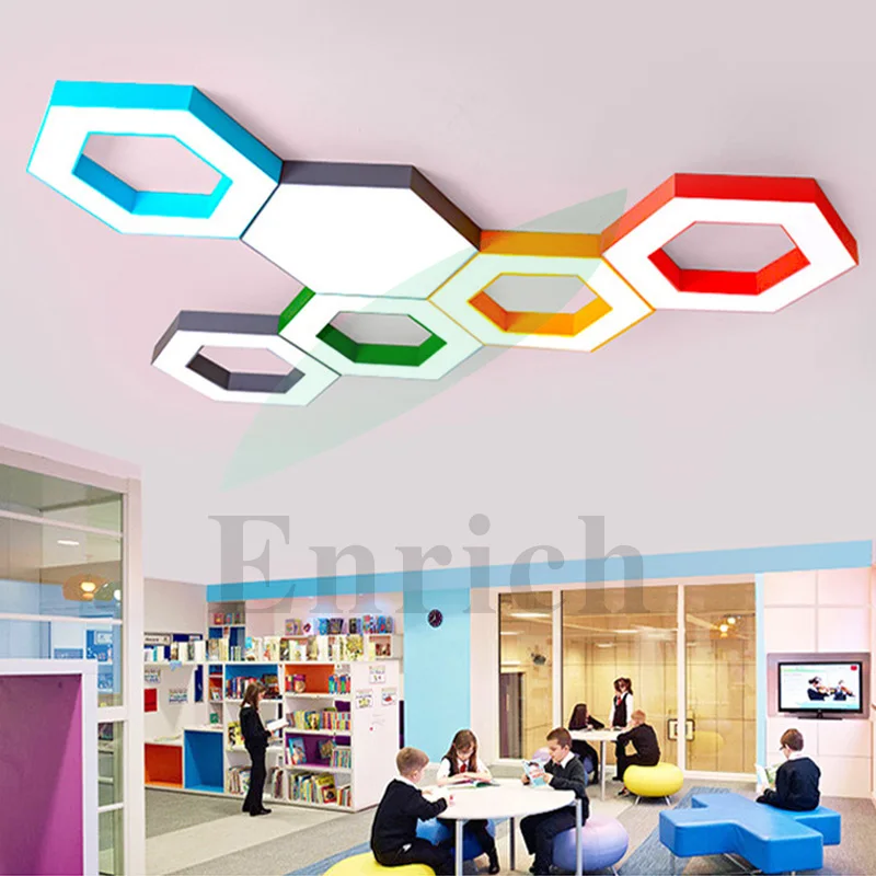 600mm/800mm/1000mm Solid Panel Hexagon LED Pendant Light with RGB Color