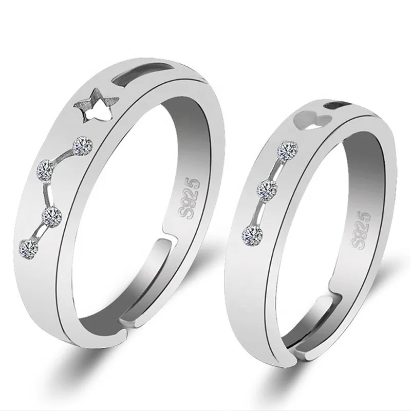 

New Fashion Rings For Women Men Classic Hollow Star Heart Couple Ring Party Lovers Jewelry Gifts