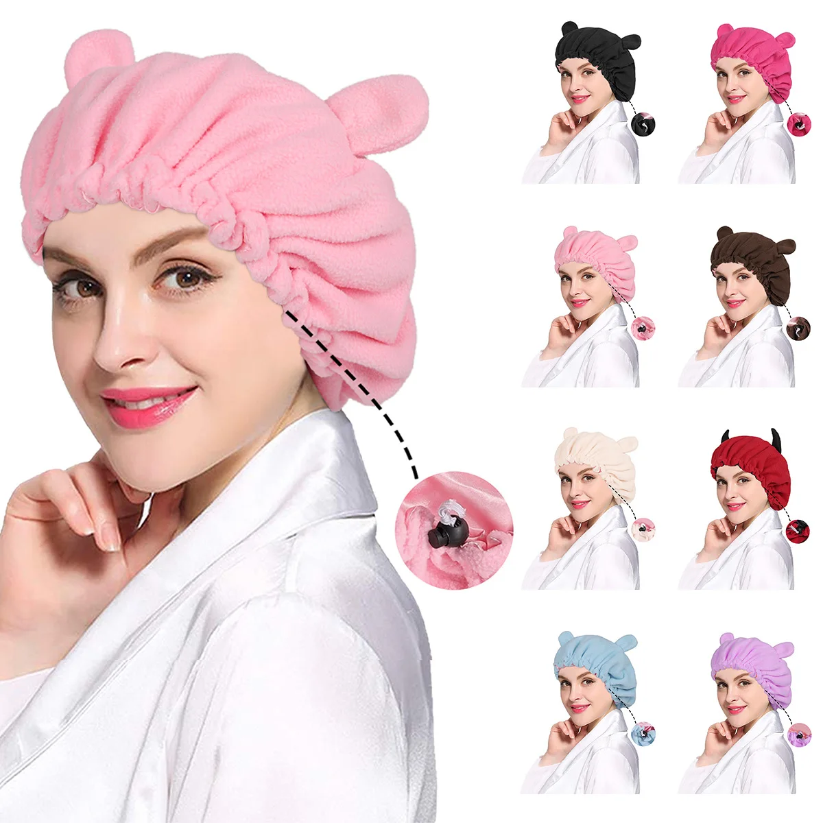 

Cute Double Layer Night Sleeping Cap For Women Autumn Winter Soft Adjustable Elastic Hair Cover Bonnet Hat Supplier Wholesale