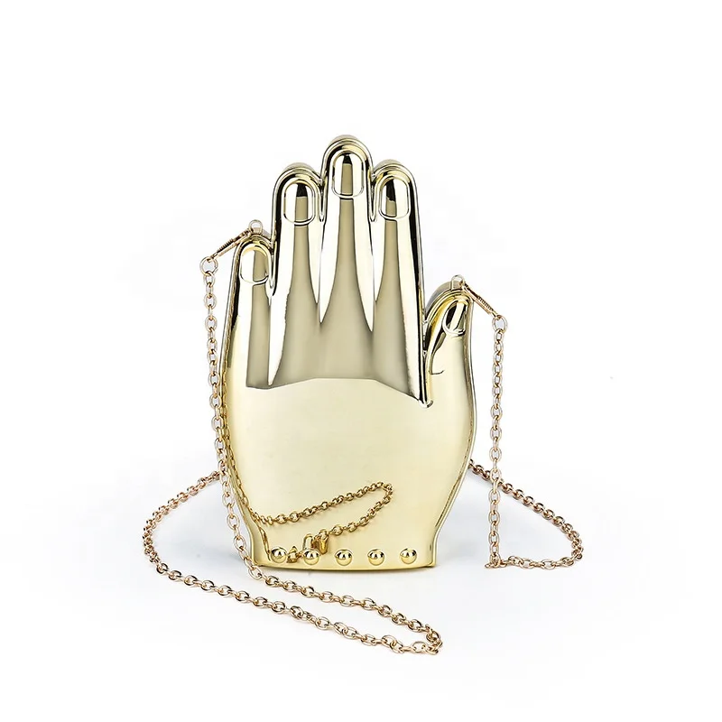 

Ladies Unique High Quality Chain Shoulder Palm Shape Clutch Purse Evening Bag Women
