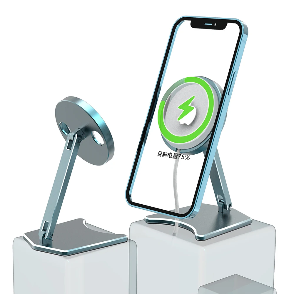 

Stand Phone Holder For Magsafe Charger, Laudtec Aluminum Foldable Portable Desktop Cell Phone Holder For iPhone 12//, Green