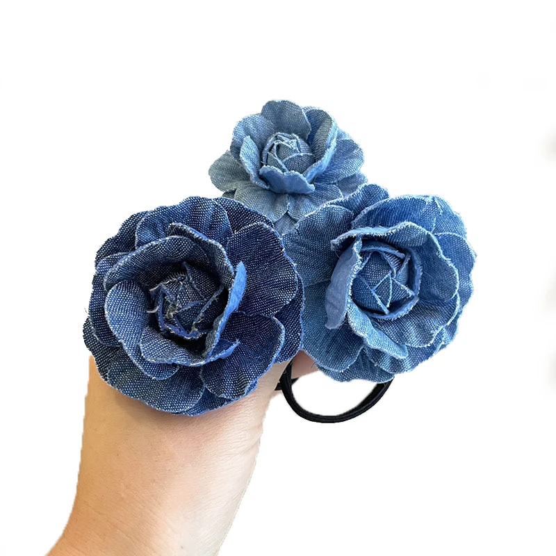 

MIO Fashion Kids Hair Accessories Denim Flower Hair Band Hair Clip Handmade Children Rubber Band For Girls Ponytail Headdress