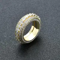 

Men's Lab Diamond Spinner Ring Iced Out Rotating Ring 14k Gold Plated HipHop Finger Ring