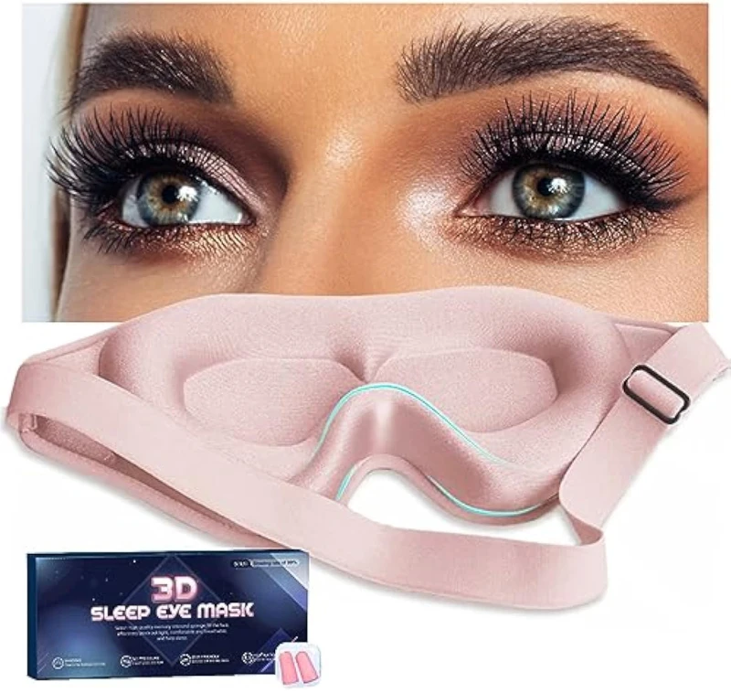 Custom Logo Luxury Eyelash Extension 3D Sleeping Contoured Eye Mask Lycra Sleeping Mask Pink Grey Black Night Sleep Eye Mask