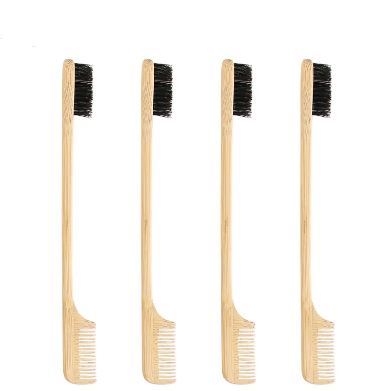 

Eco-friendly Teasing Brush Bamboo Boar Bristle Hair Edge Control Brush Double Sided Edge Brushes