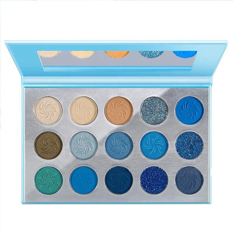 

Best Seller Private Label Blue Makeup Vegan 15 Eyeshadow Palette Custom Highly Pigmented Eye Shadow