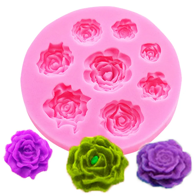 

8 Rose Flower Shaped Fudge Silicone Mold Small Flower Chocolate Cake Mold Baking Pastry Tool Baking Pan Mold Making Crafts