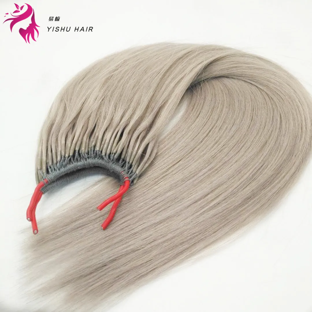 

Wholesale Price Full End 100% human virgin remy grey colour Cotton Thread Twins I-tip Hair Extension from Korea, Customer's requirements