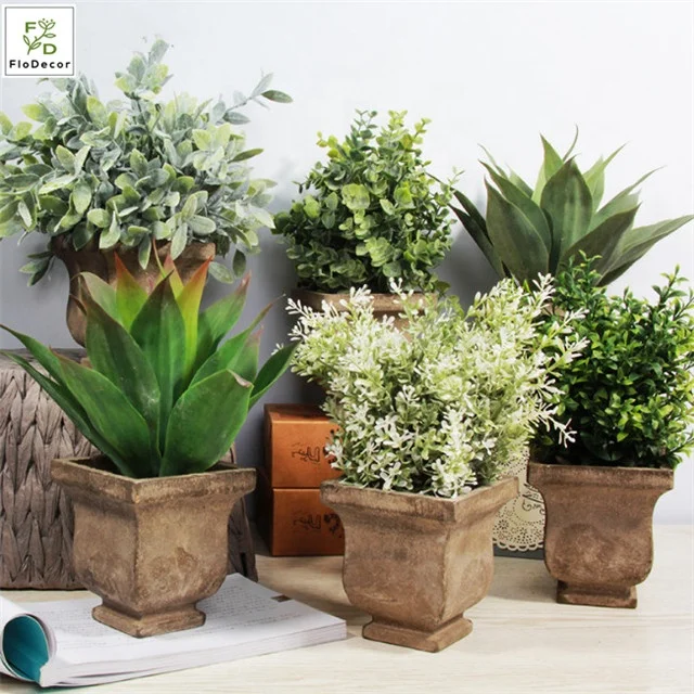 

Wholesale Hot Sell Artificial Potted Plant Small Artificial Succulents with Pot For Office Desk Home Hotel Garden Decoration, Multicolor