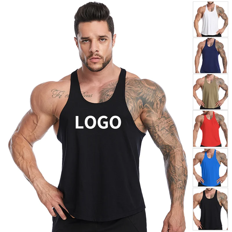 

Wholesale Men Sports Tank Top Custom Muscle Fitness Vest Men's Black Dry Tank Top for Men Spandex / Cotton Sleeveless