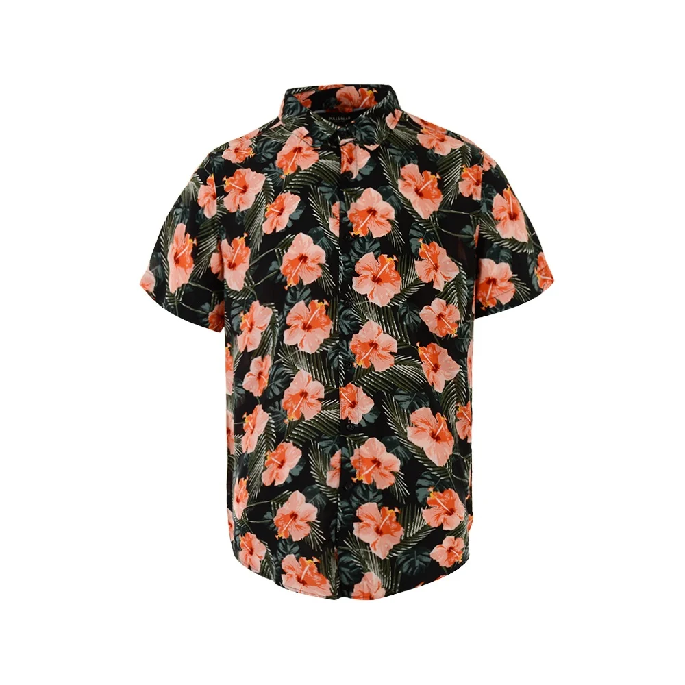 

New style ready made popular male short sleeve summer printed 100% rayon hawaiian beach shirt, Custom