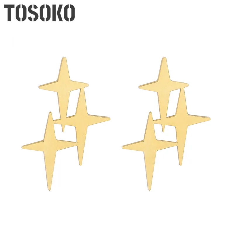 

Stainless Steel Jewelry Cross Awn Star Earrings Fashion Multi-Level Overlay Earrings BSF557