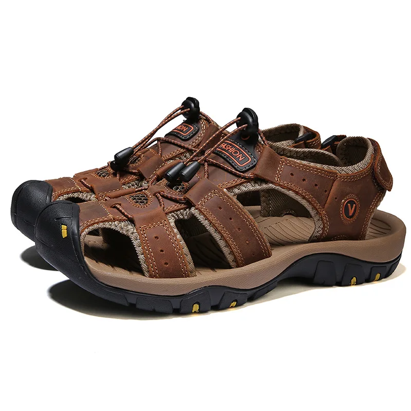 

2021 new sandals men's shoes summer wholesale men's Baotou beach shoes, Brown