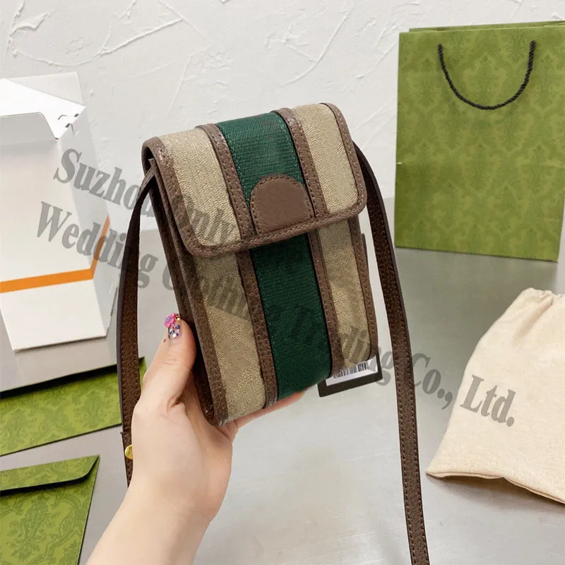 

2021 Girl Small Leather Genuine Phone Green And Red Vertical stripes Bags Ladies One Side Over Shoulder Crossbody Purses Bag