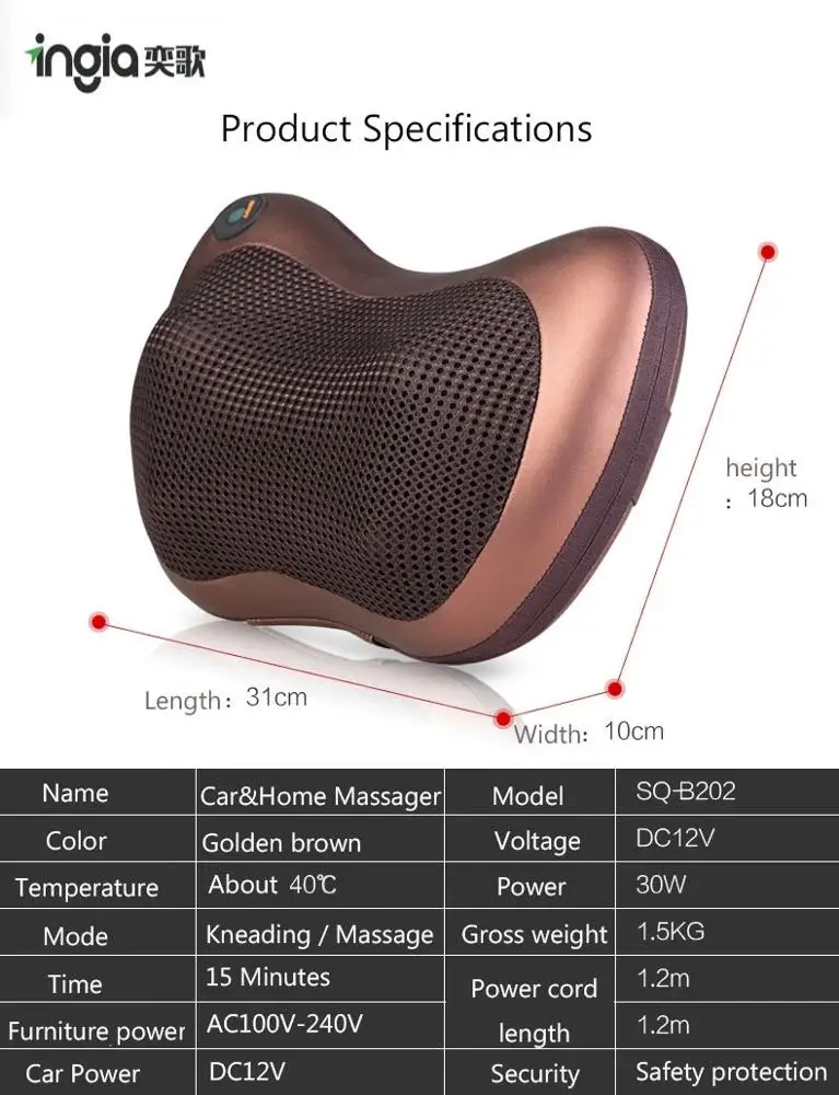 
Mini Portable Neck And Waist Vibration Massage Professional Electric Car And Home Massage Pillow 