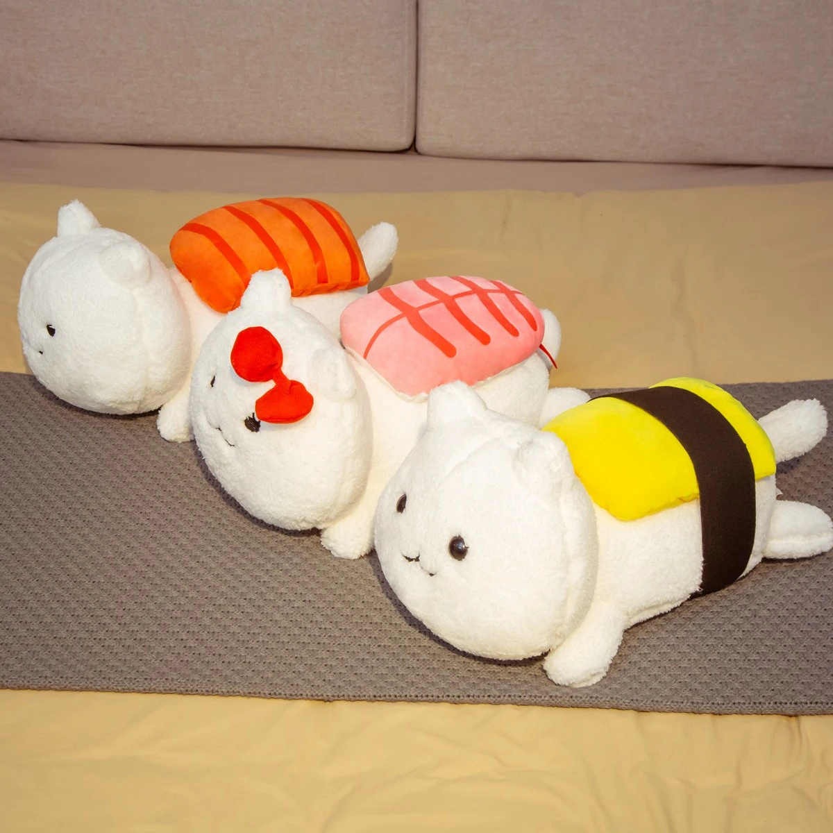 

45cm Kawaii Lying Sushi Cat Plush Toys Stuffed Fuzzy Sushi Toy Food Pillow Big Sushi Doll Sofa Decorative Pillow Kids Toy