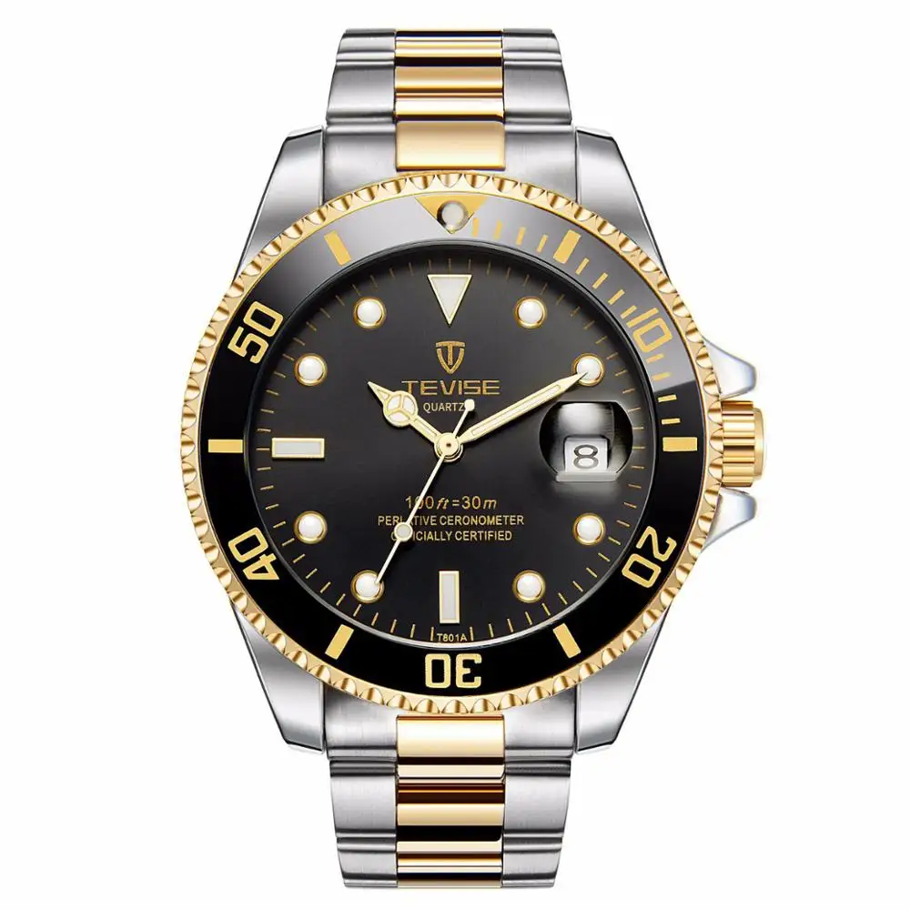 Tevise brand most popular high quality leather strap quartz crystal brand watch wholesale